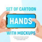 Set of cartoon hands with mockups