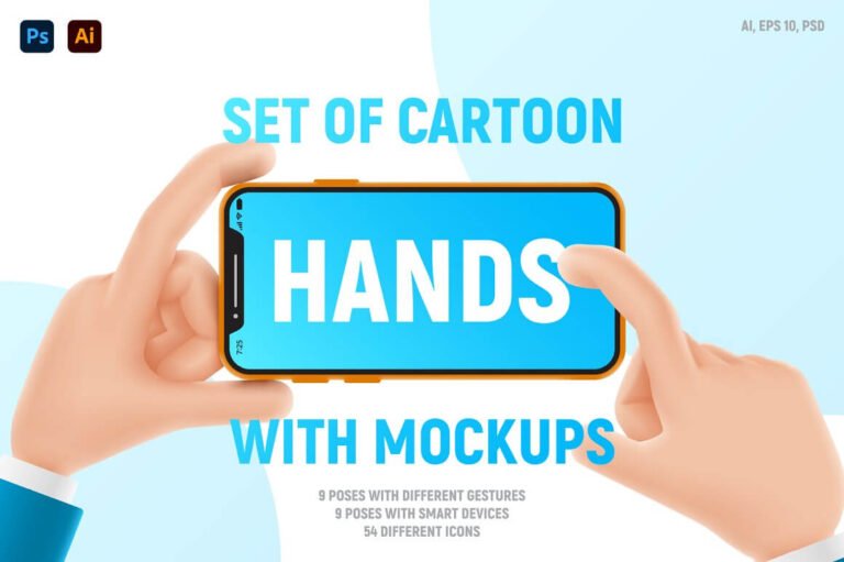 26+ Creative 3D Cartoon Hands Mockup PSD Templates