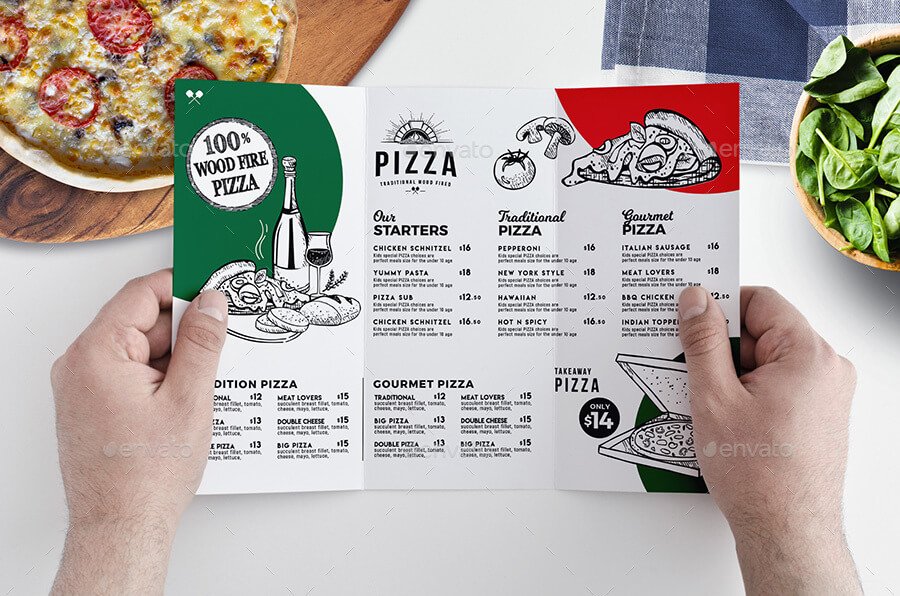 Tri-Fold Pizza Menu Template