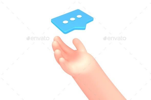 Vector Cartoon Hand Receive Message Chat Bubble