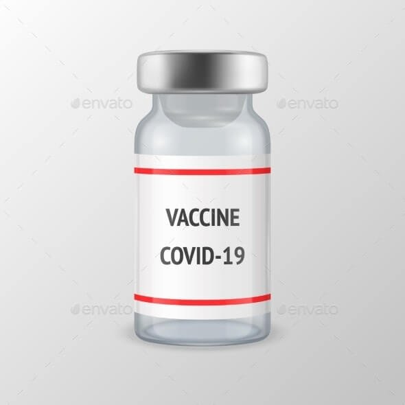 Vector Realistic Bottle of COVID-19 Vaccine