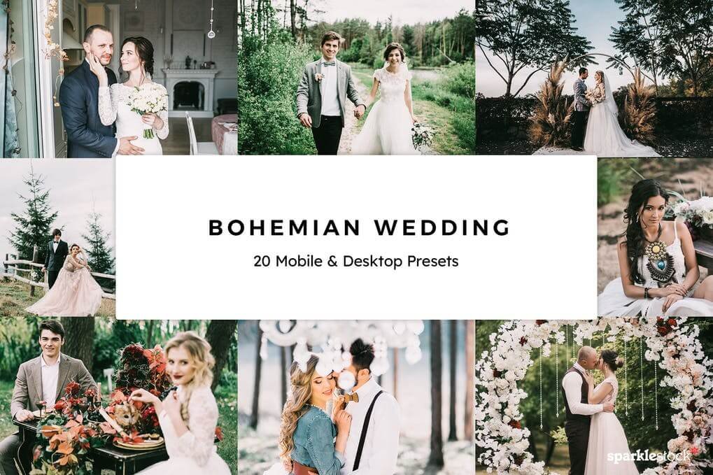 20 Bohemian Wedding Lightroom Presets & LUTs