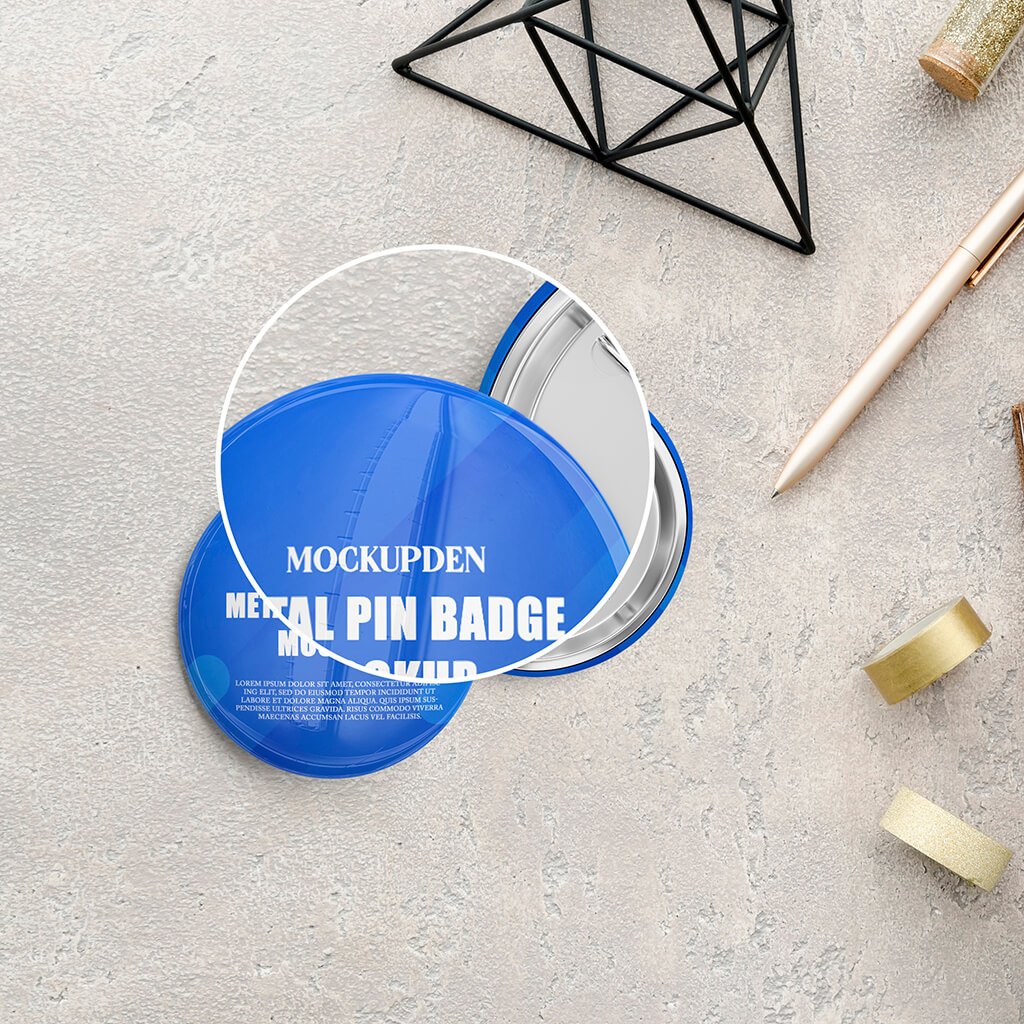 Editable Free Metal Pin Badge Mockup PSD Template