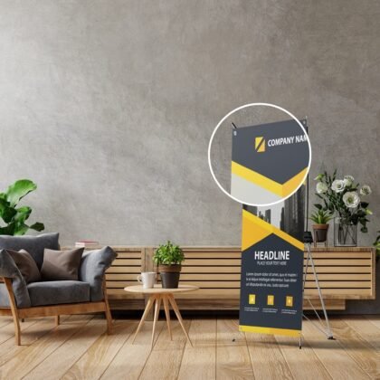 Free Banner Stand Mockup PSD