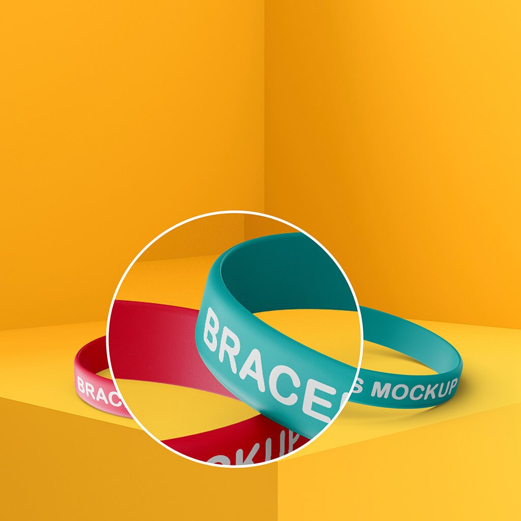 Close Up Of a Free Bracelets Mockup PSD Template