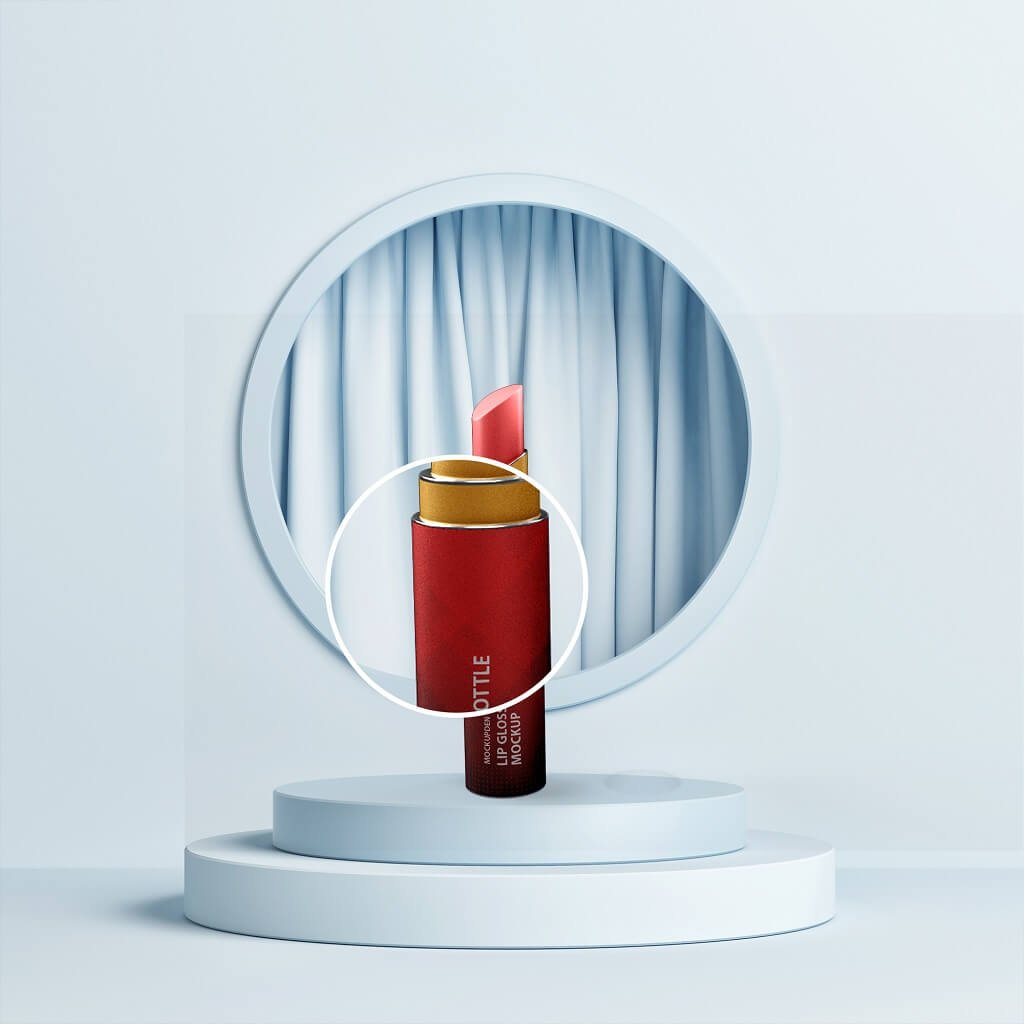 Close Up Of a Free Lip Gloss Bottle Mockup PSD Template