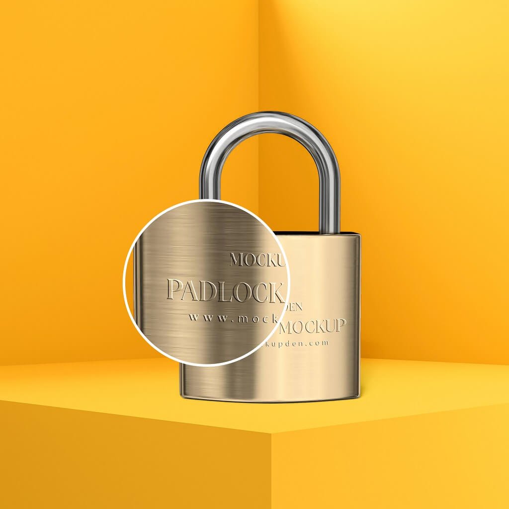 Close Up Of a Free Padlock Mockup PSD Template