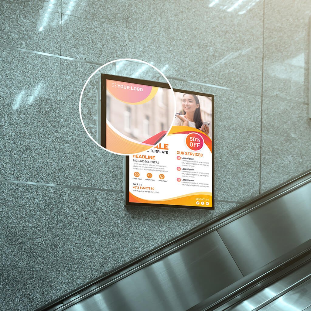 Close Up Of a Free Tube Poster Mockup PSD Template