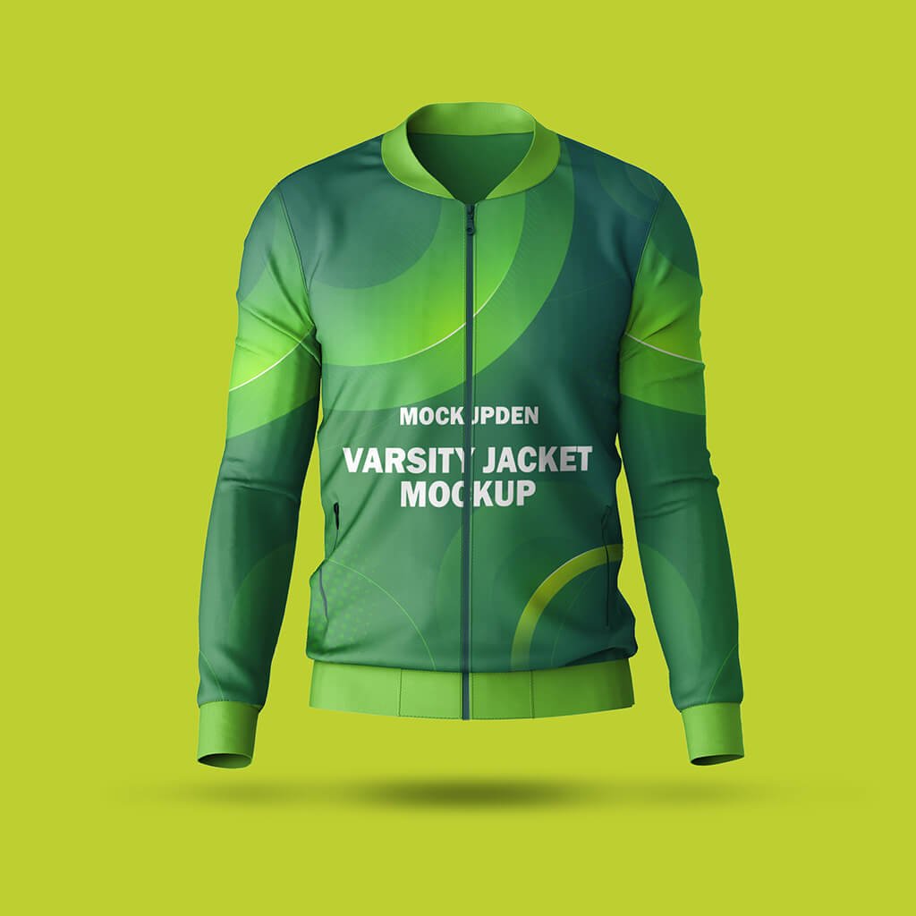 Design Free Varsity Jacket Mockup PSD Template