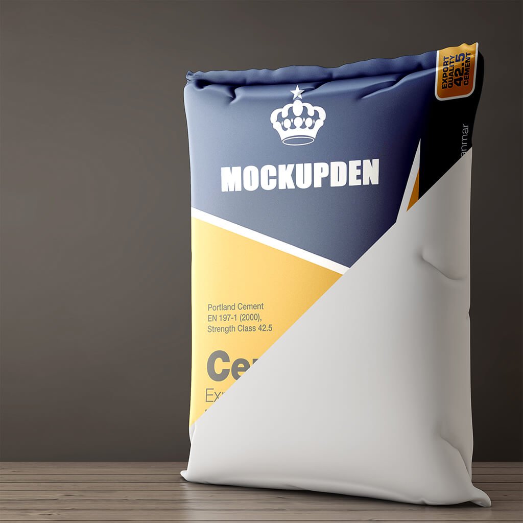 Editable Free Cement Bag Mockup PSD Template