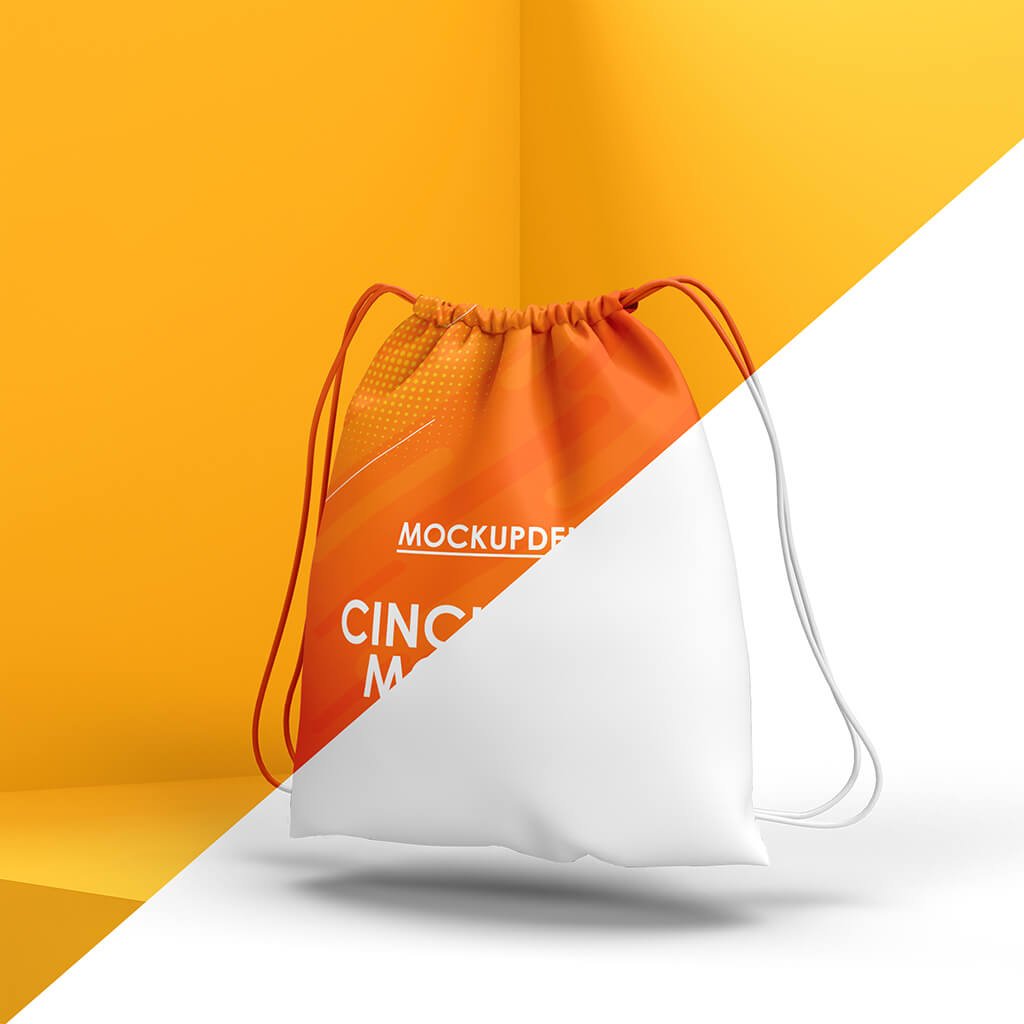 Editable Free Cinch Bag Mockup PSD Template