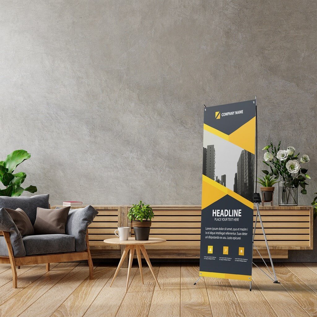Free Banner Stand Mockup PSD Template