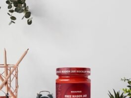 Free Mason Jar Mockup PSD Template