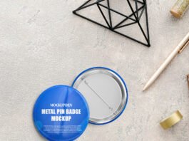 Free Metal Pin Badge Mockup PSD Template