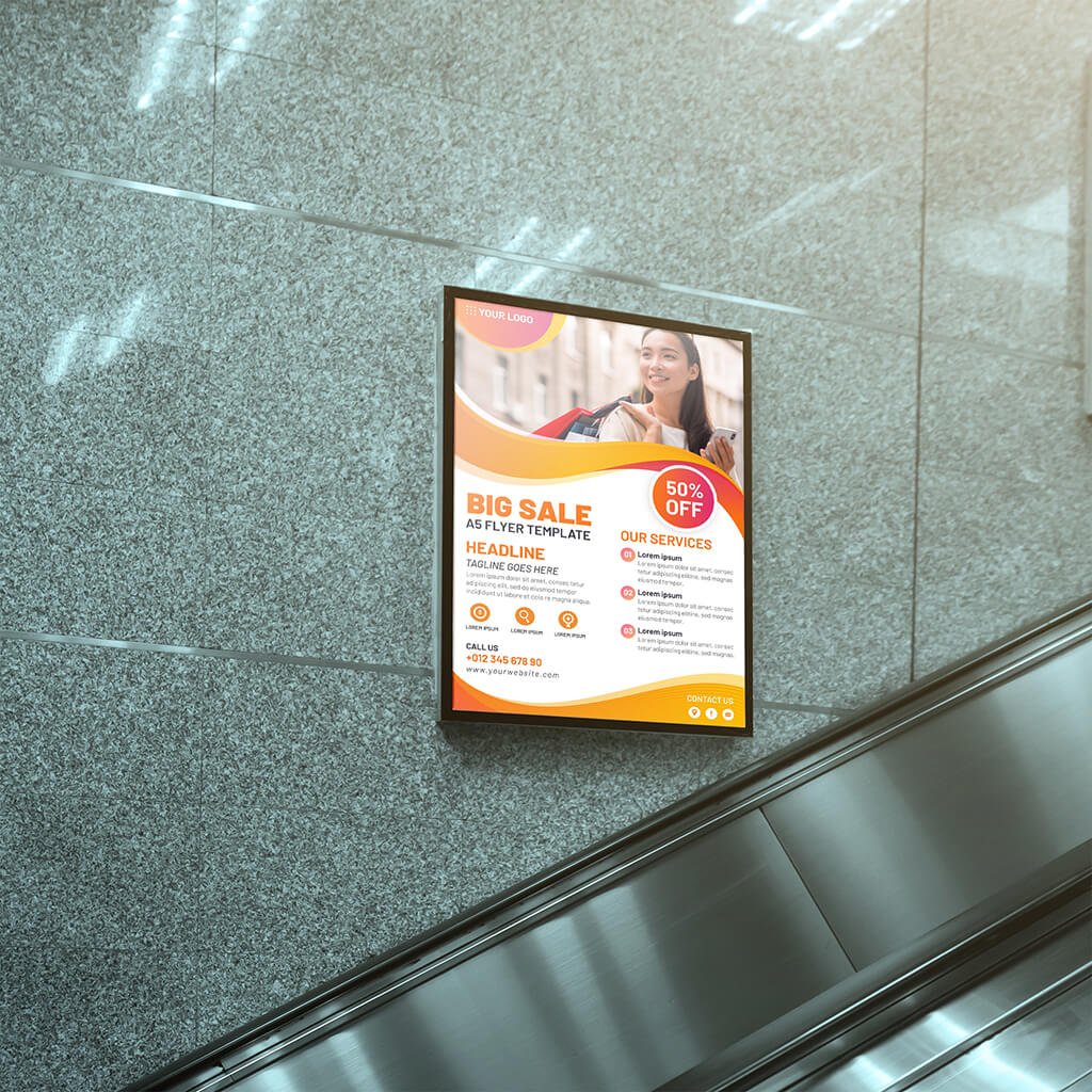 Free Tube Poster Mockup PSD Template