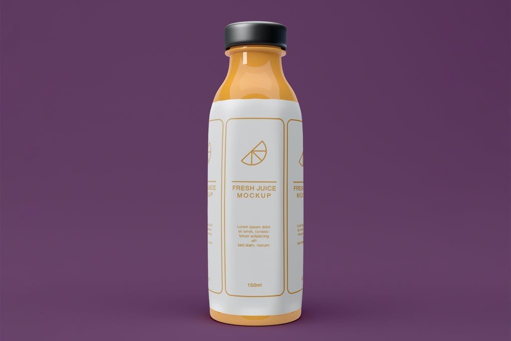 Front View of Juice Bottle Mockup