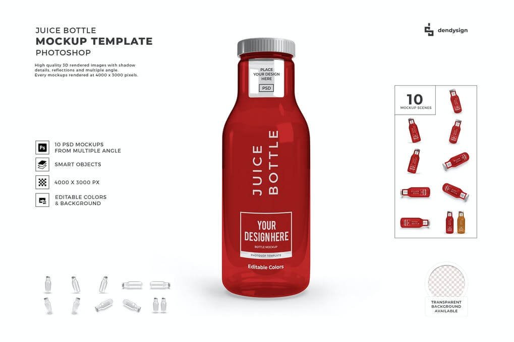 Juice Bottle Mockup Template Set
