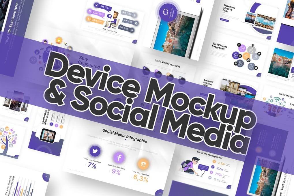 Mockup & Social Media Slides Powerpoint Template