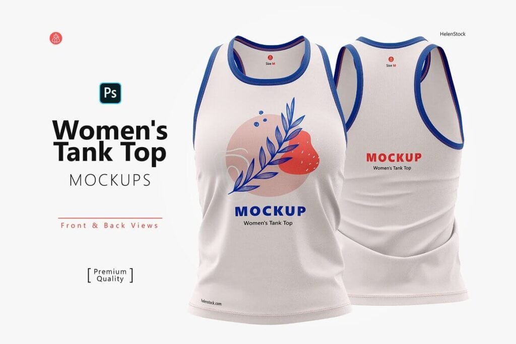Women's Tank Top Mockups, Front Back