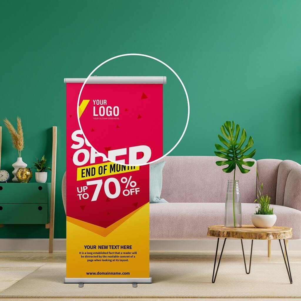 Close Up Of a Free Banner Mockups PSD Template
