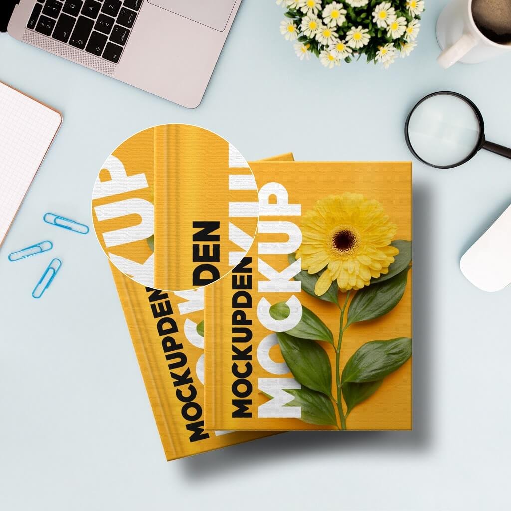 Close Up Of a Free Book Mockup PSD Template copy