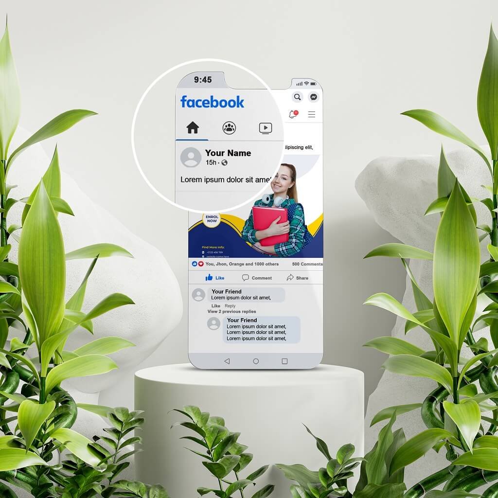 Close Up Of a Free Facebook Carousel Mockup PSD Template