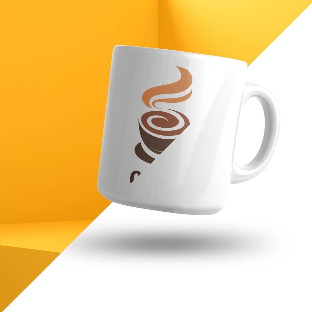 Editable Free Floating Coffee Mug Mockup PSD Template