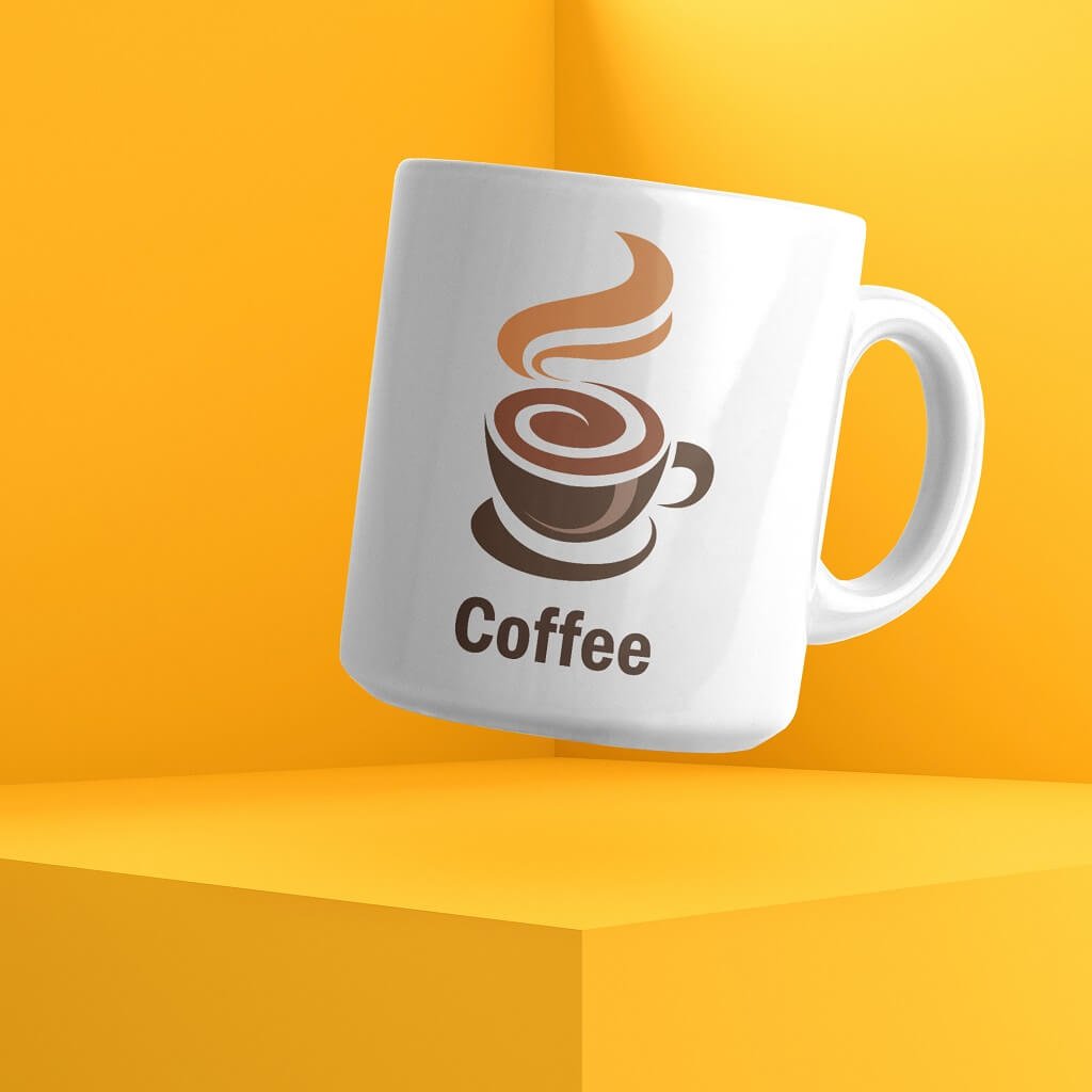 Free Floating Coffee Mug Mockup PSD Template