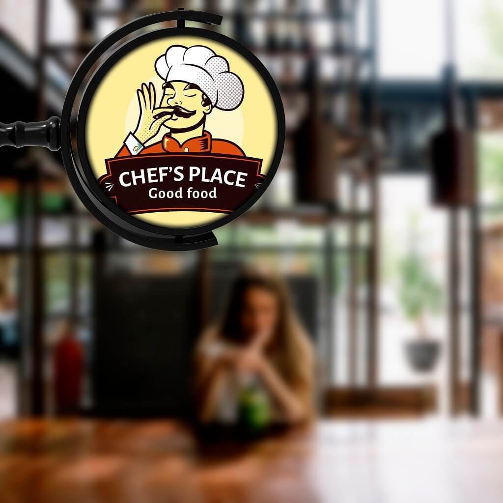 Free Restaurant Sign Mockup PSD Template