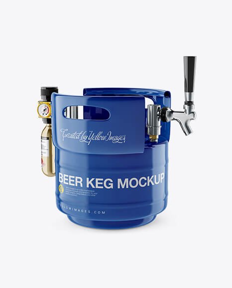 Glossy Beer Keg Mockup - Half Side View