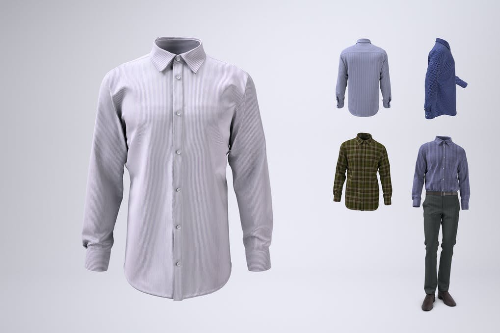 Men's Long Sleeve Dress Shirt Mock-Up