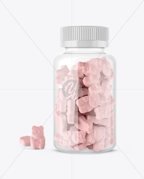 Plastic Bottle with Gummies Mockup