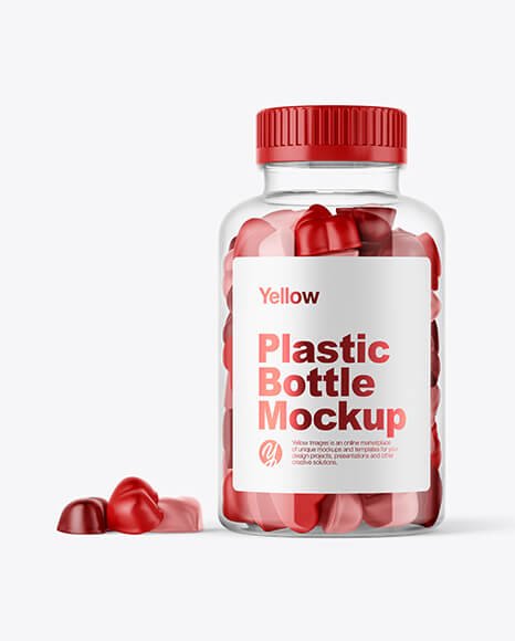 Plastic Bottle with Gummies Mockup