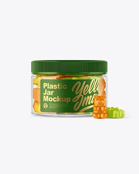 Plastic Jar with Gummies Mockup