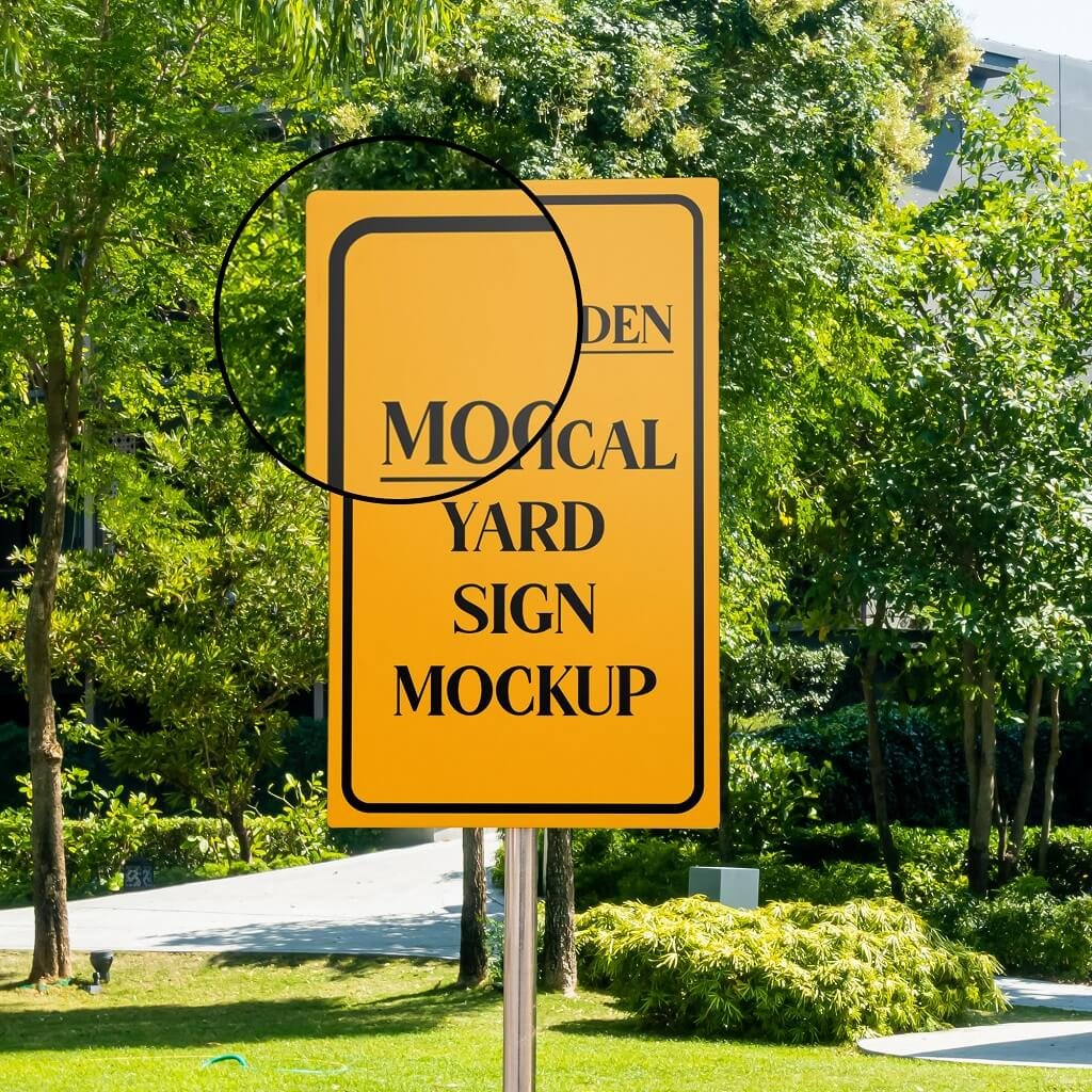 Close Up Of a Free Vertical Yard Sign Mockup PSD Template