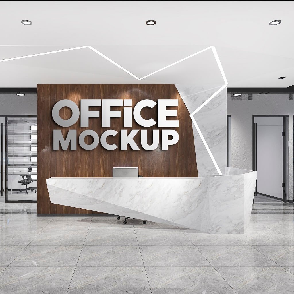 Free Office Sign Mockup PSD