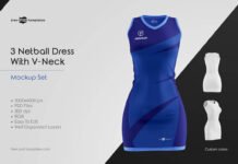 Netball Dress With V-Neck Mockup Set (1)