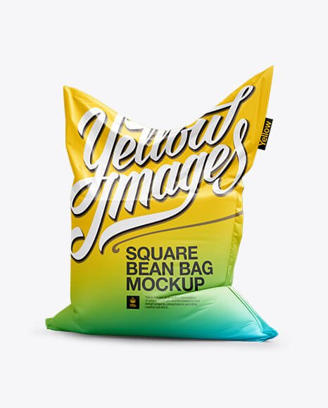 Square Bean Bag Mockup - Halfside View