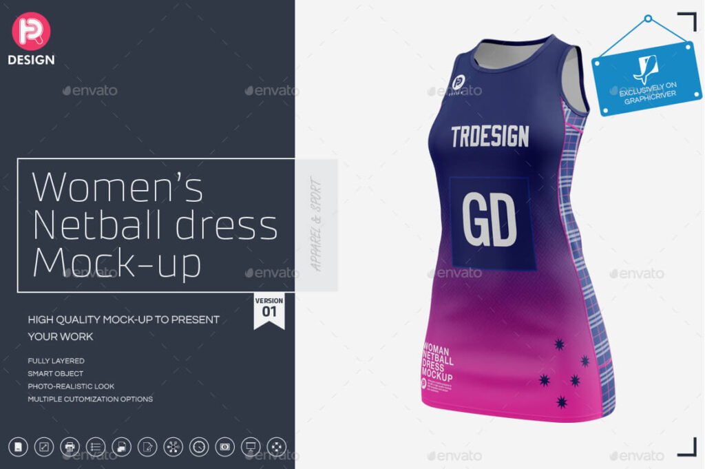 Women's Netball Dress Mockup V1