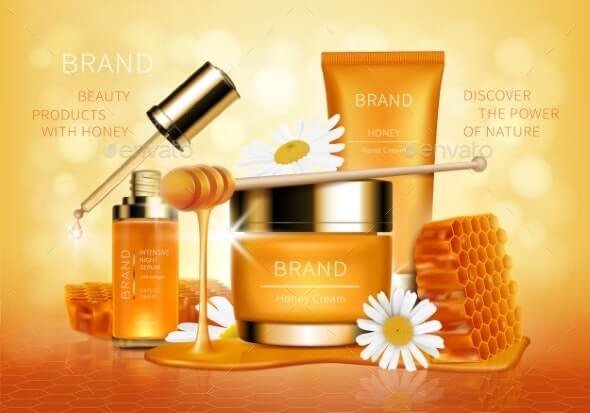 Cosmetic Vector Background with Honey Drips