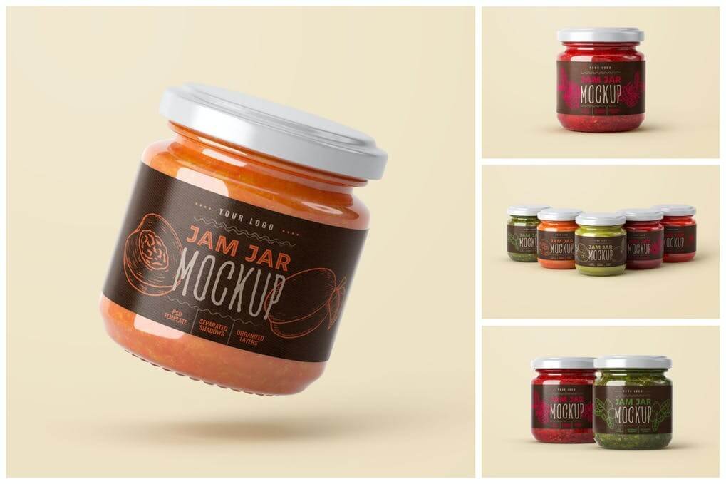 Small Jam Jar Mockup Set | Label Design