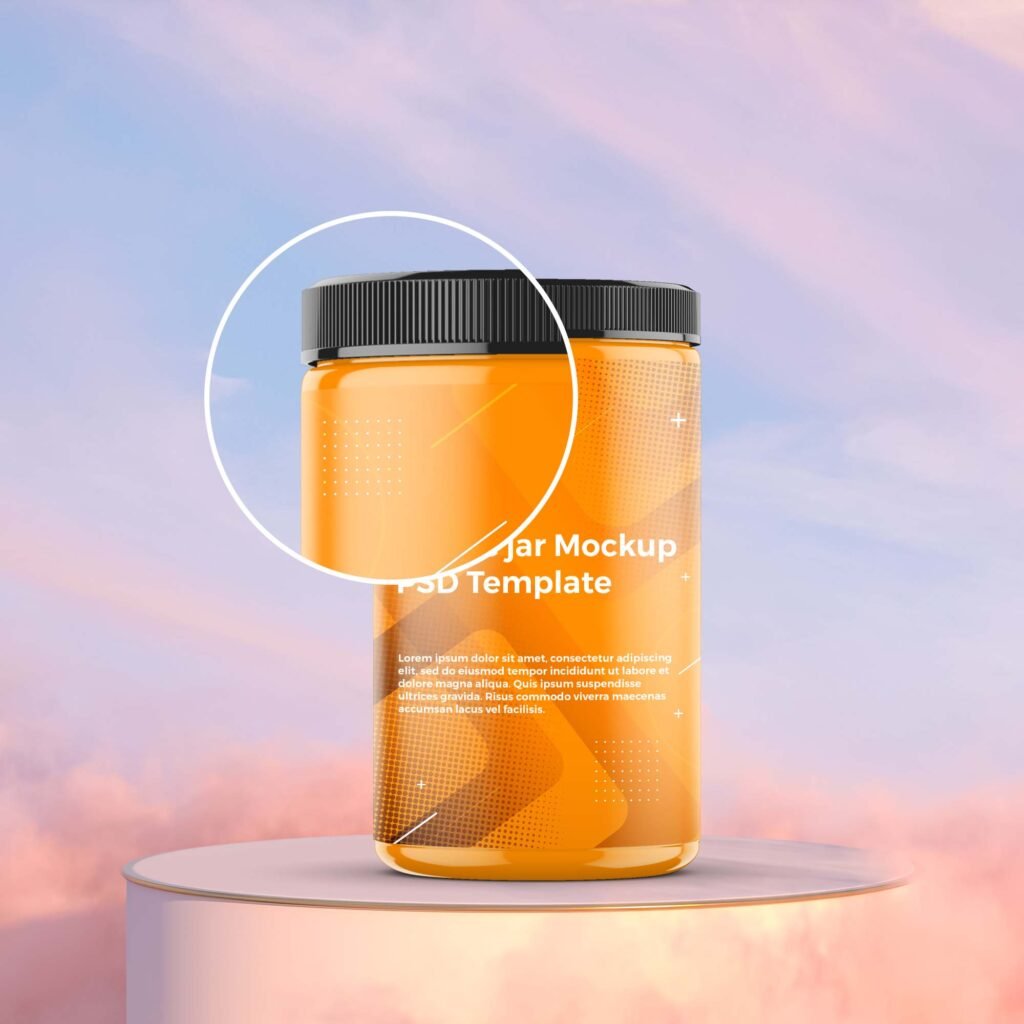 Close Up Of a Free Plastic Jar Mockup PSD Template