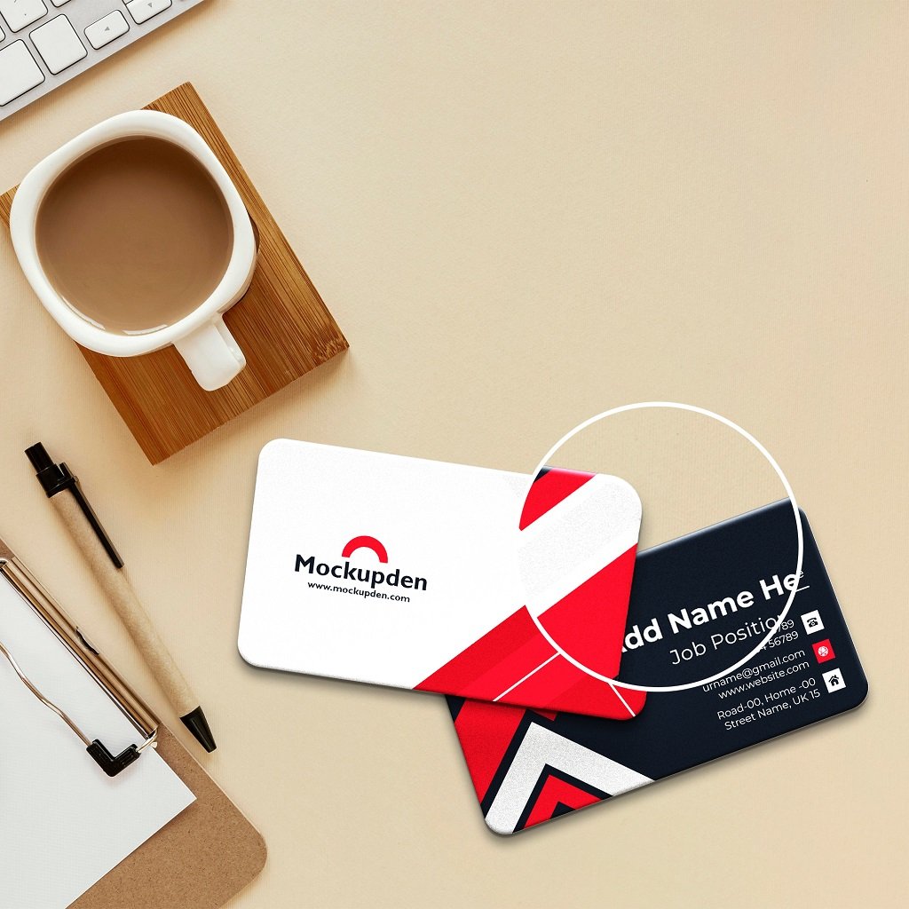 Close Up Of a Rounded Corner Business Card Mockup