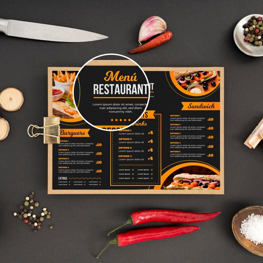 Close Up Of a Free Landscape Menu Mockup PSD Template