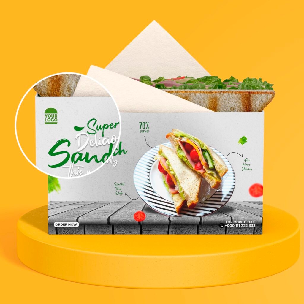 Close Up Of a Free Sandwich Box Mockup PSD Template