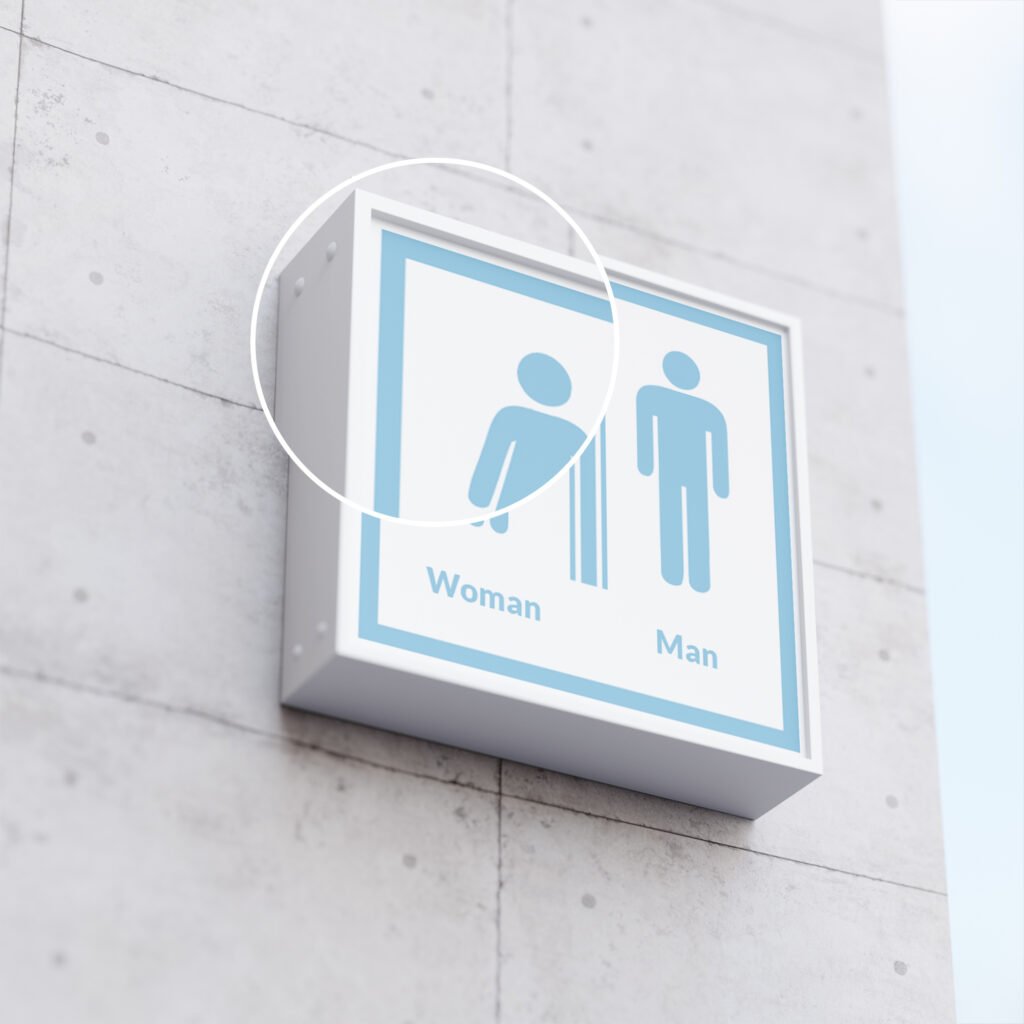 Close Up Of a Free Toilet Signage Mockup PSD Template