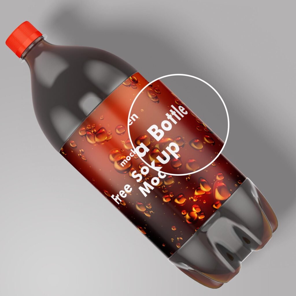 Close Up of a Free Soda Bottle Mockup PSD Template