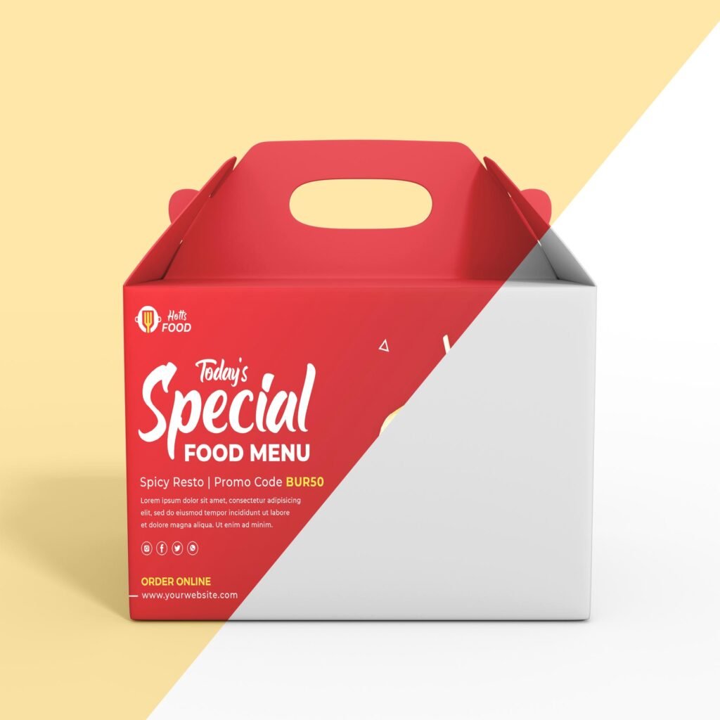 Free Paper Lunch Box Mockup PSD Template