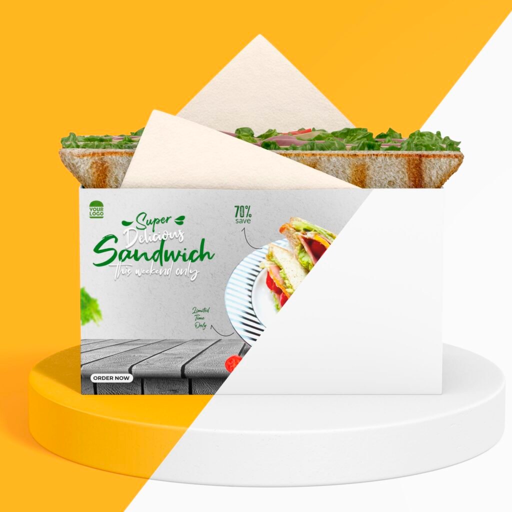 Editable Free Sandwich Box Mockup PSD Template