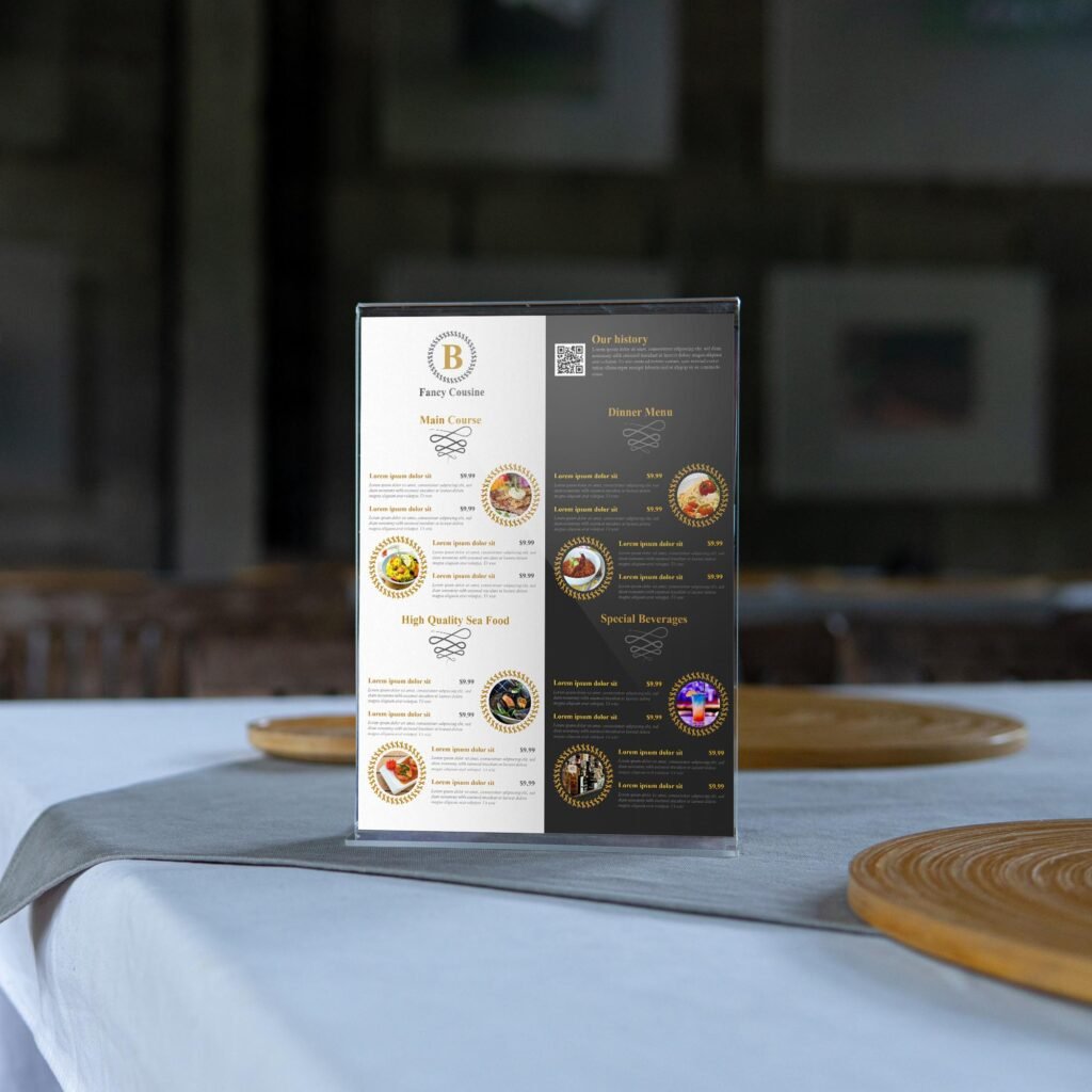 mock up menu object in cafe and restaurantblank screen for book